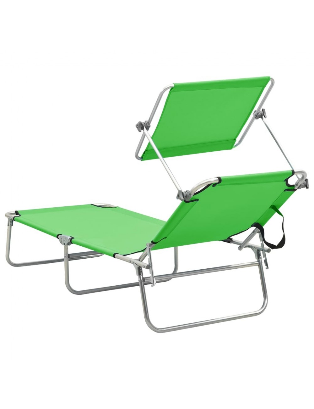 Chaise Longue Pliable Avec Auvent Acier Vert Pomme Jardinao