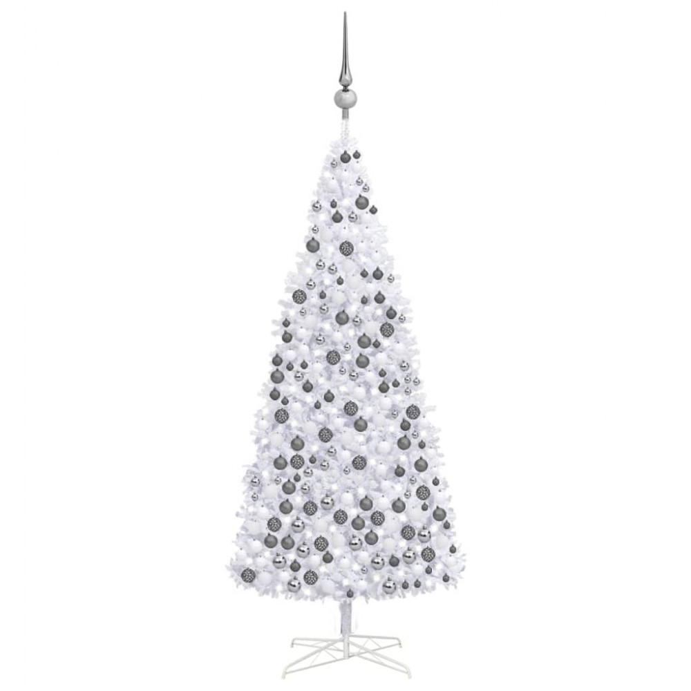 Sapin de Noël artificiel avec LED et boules 400 cm Blanc 3077887