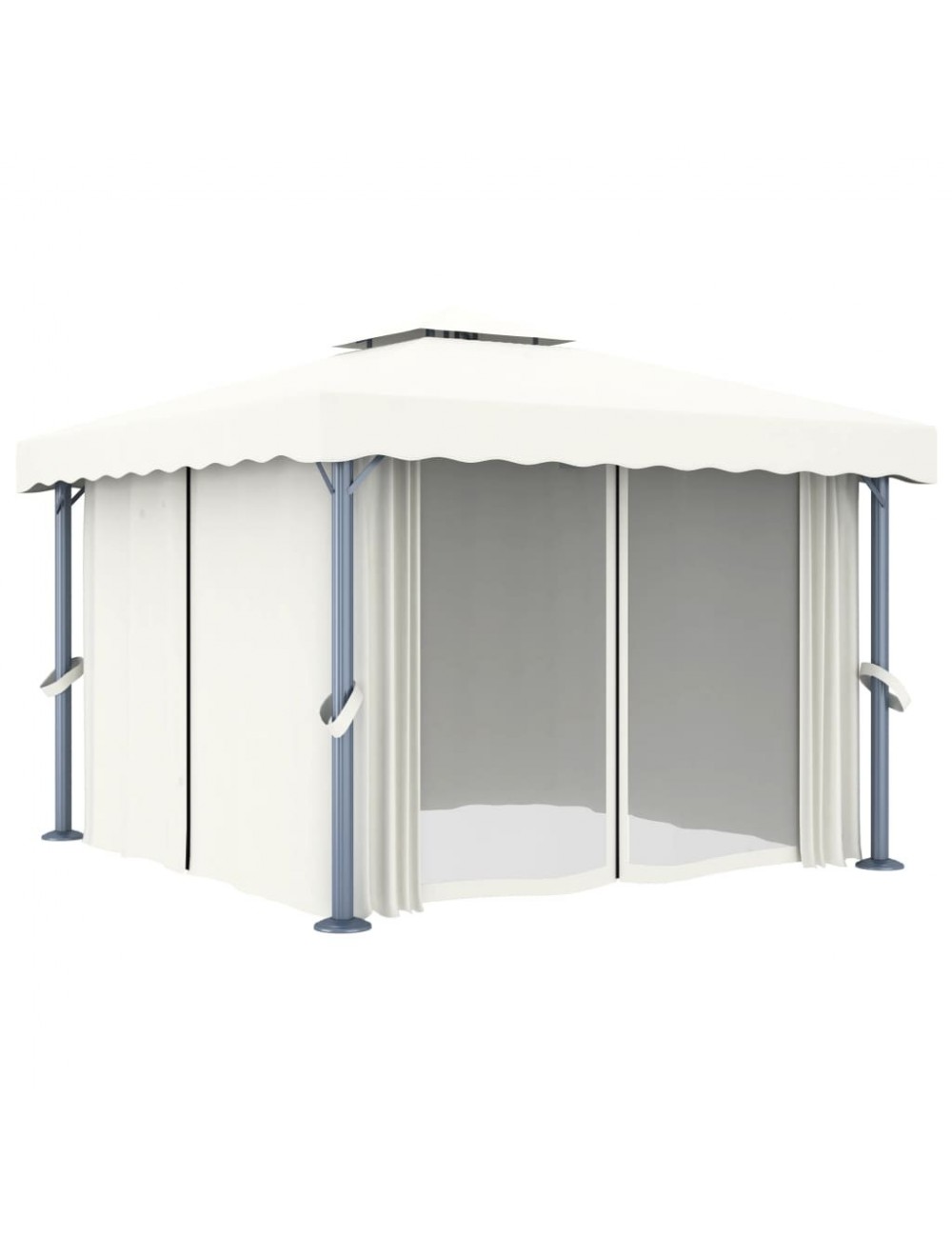 The Living Store Tente de fête avec 4 parois latérales pliable 3x6 m acier  crème 