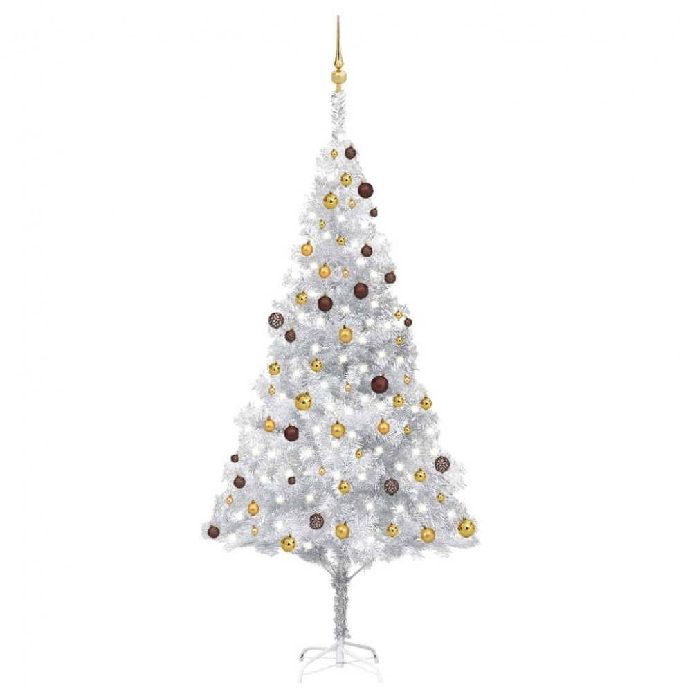 Sapin de Noël artificiel Lumineux en PVC de couleur Argenté  Jardinao