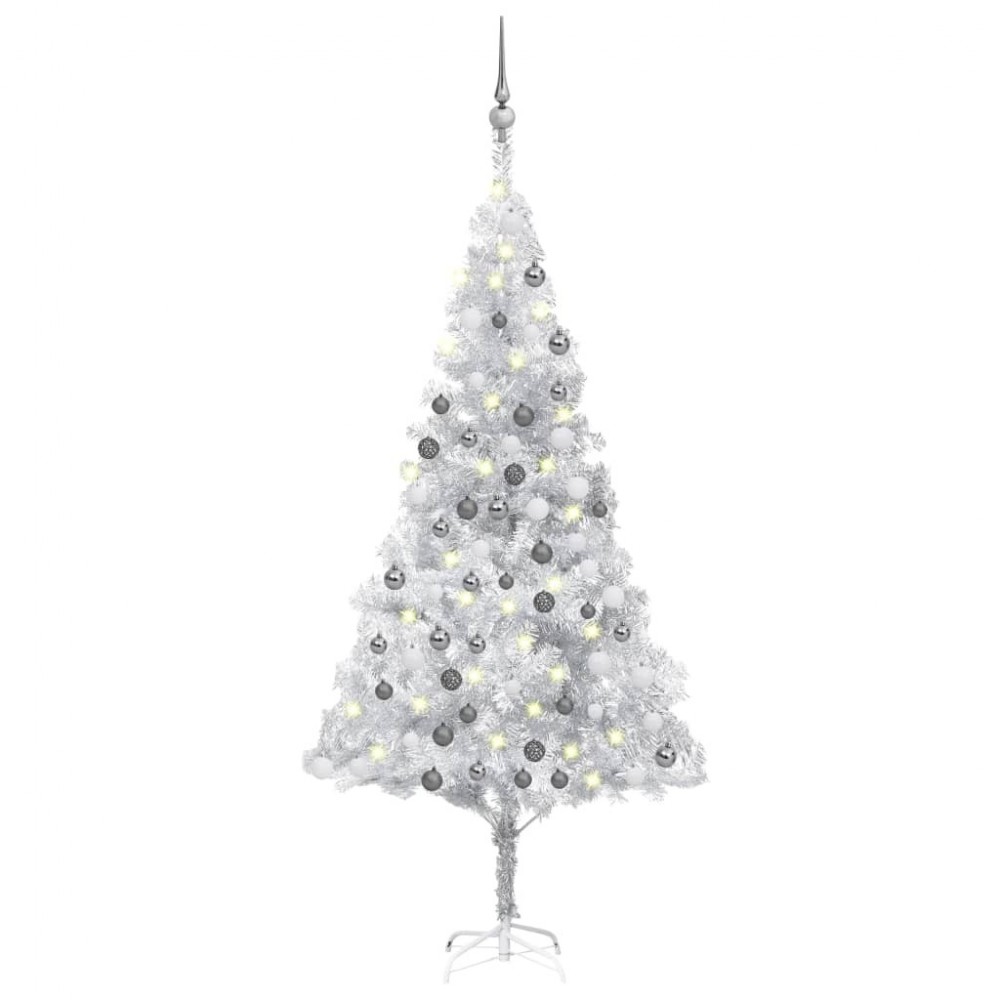 Sapin de Noël artificiel Lumineux en PVC de couleur Argenté  Jardinao