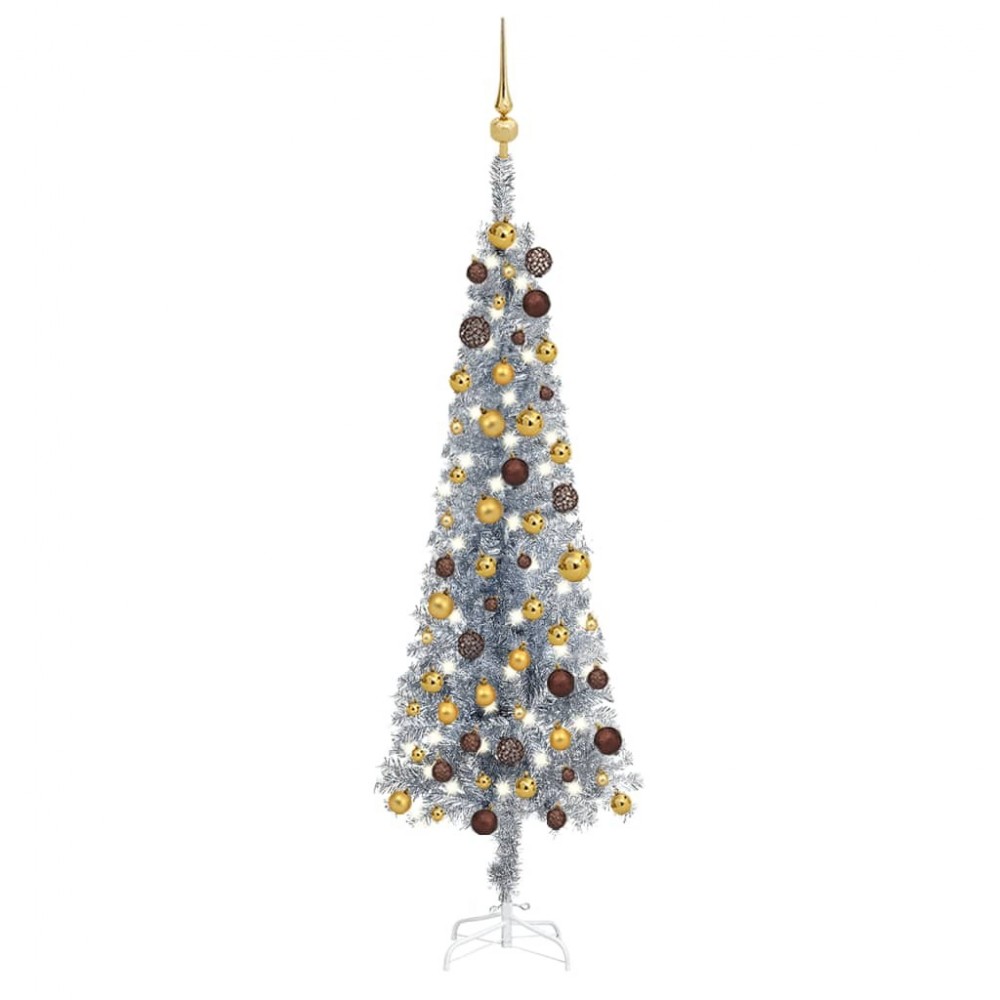 Sapin de Noël artificiel Lumineux en PVC de couleur Argenté  Jardinao