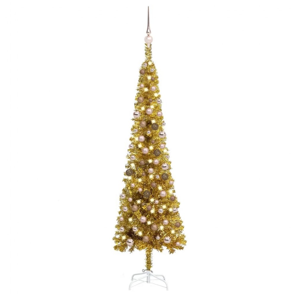 Sapin de Noël artificiel Lumineux en PVC de couleur Doré Jardinao