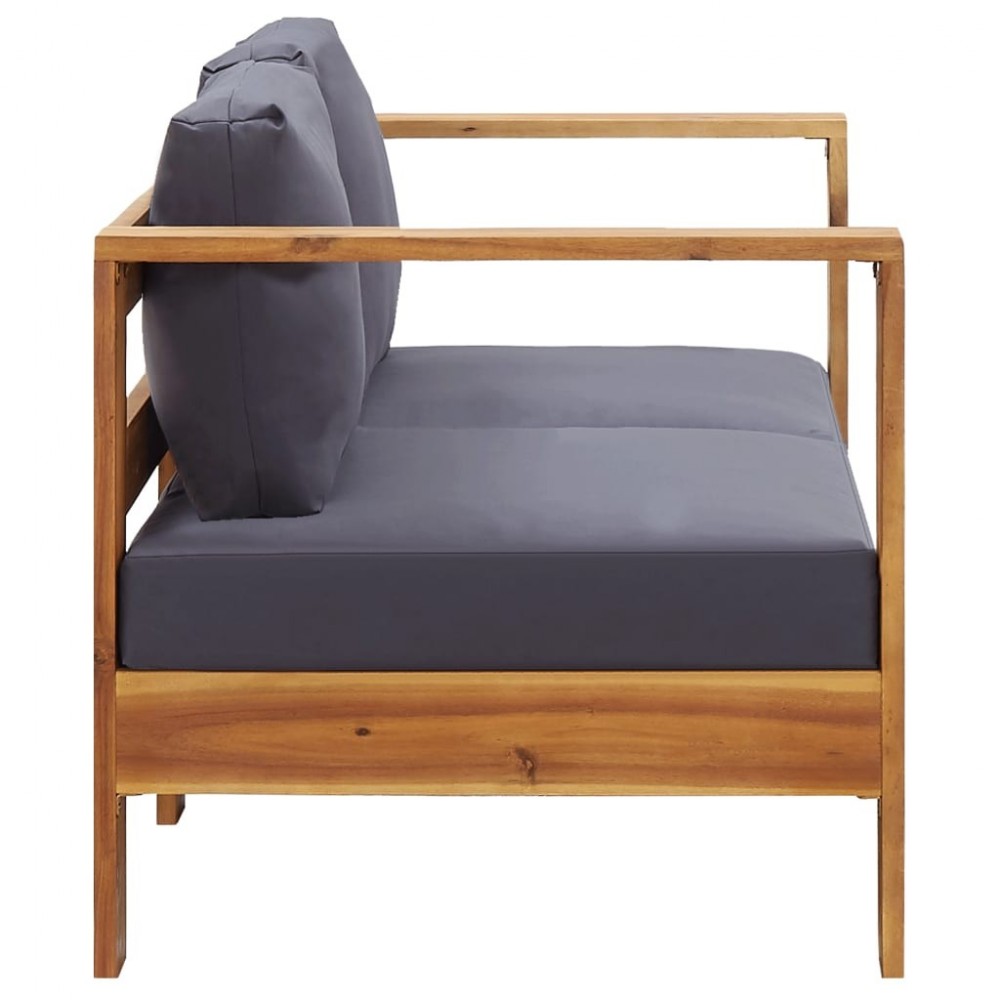 Banc de jardin en bois acacia grisé avec coussin pour meuble de jardin